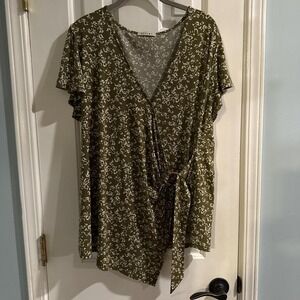 Beacon Olive Faux Wrap Top‎ 2X